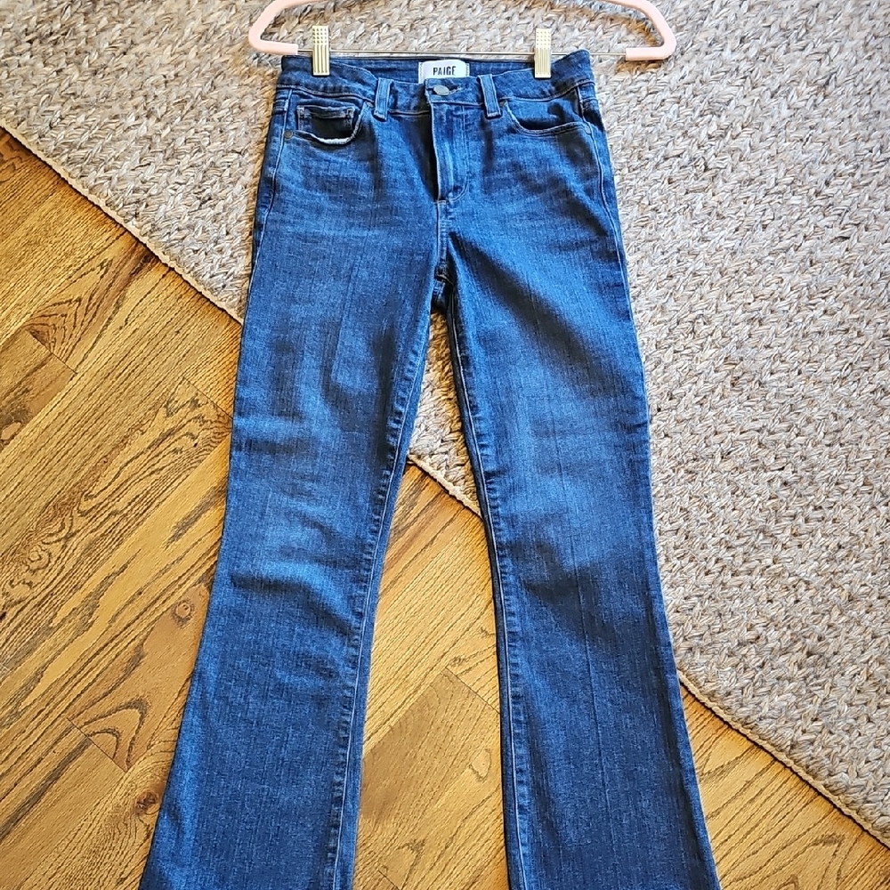 PAIGE Rory Crop  Women's Flare Blue Jeans